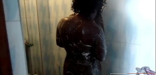  2 Black Lesbians Body Wash and Shower Fuck